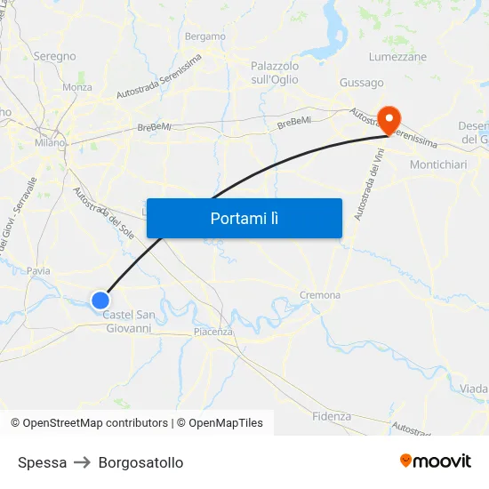 Spessa to Borgosatollo map