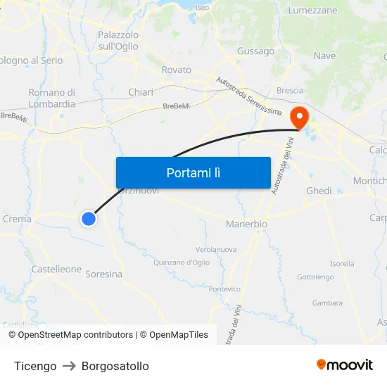 Ticengo to Borgosatollo map
