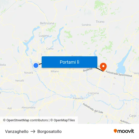 Vanzaghello to Borgosatollo map