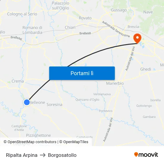 Ripalta Arpina to Borgosatollo map