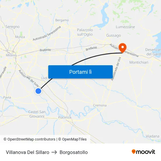 Villanova Del Sillaro to Borgosatollo map