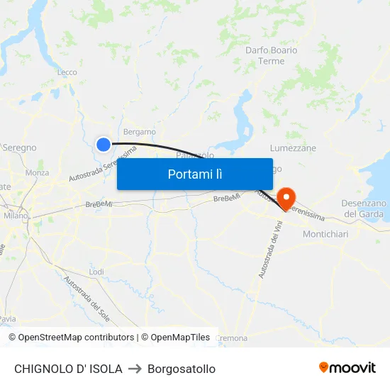 CHIGNOLO D' ISOLA to Borgosatollo map