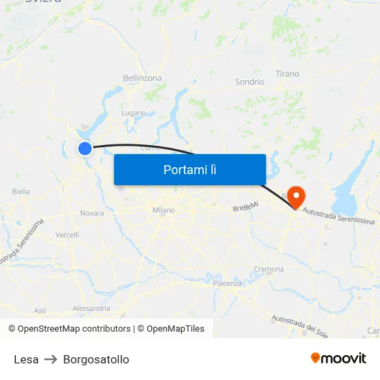 Lesa to Borgosatollo map