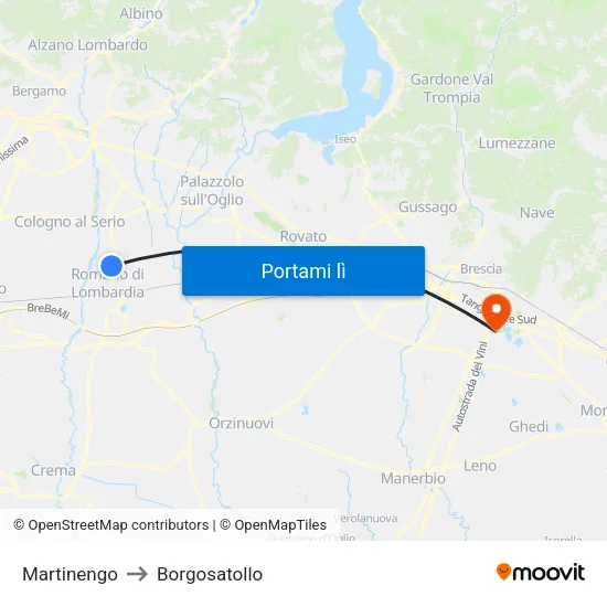 Martinengo to Borgosatollo map