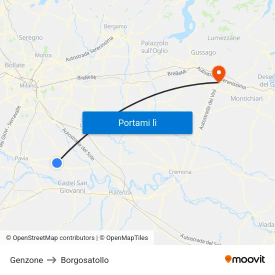 Genzone to Borgosatollo map