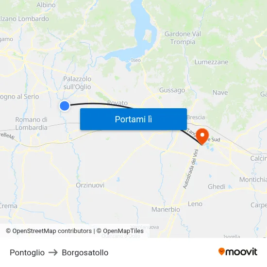 Pontoglio to Borgosatollo map