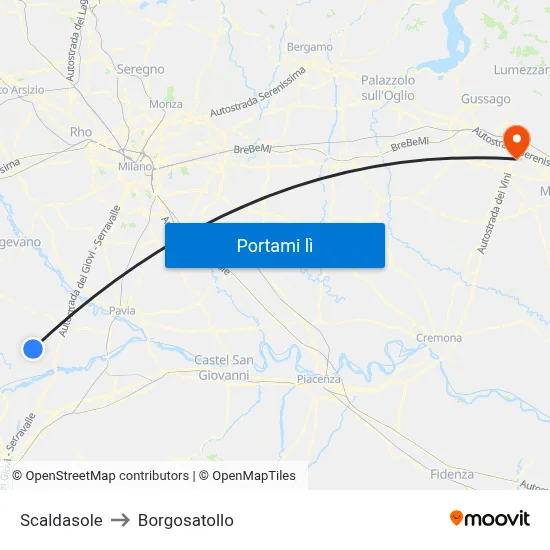 Scaldasole to Borgosatollo map