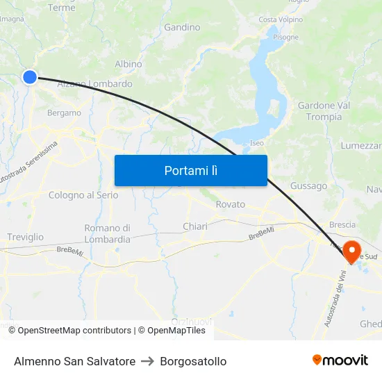 Almenno San Salvatore to Borgosatollo map