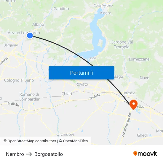 Nembro to Borgosatollo map