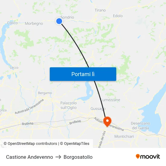 Castione Andevenno to Borgosatollo map