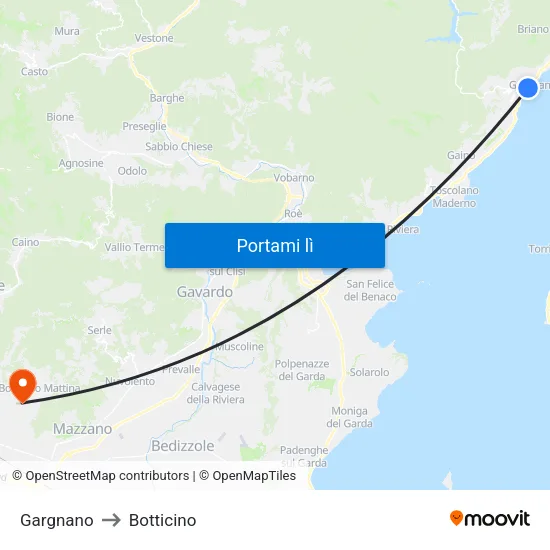 Gargnano to Botticino map