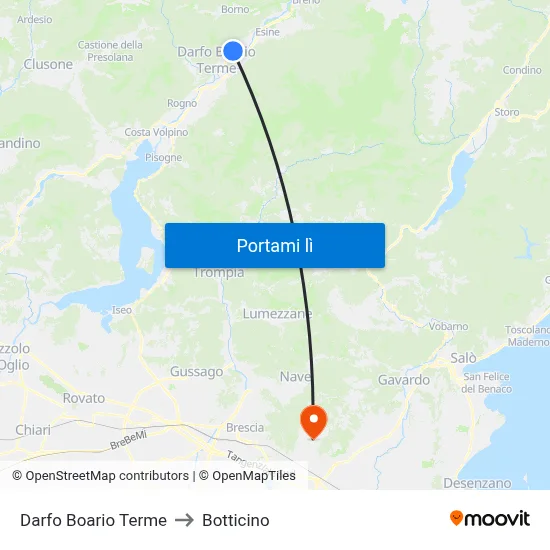 Darfo Boario Terme to Botticino map