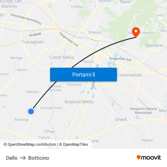 Dello to Botticino map