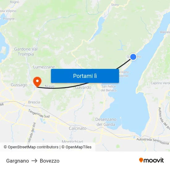 Gargnano to Bovezzo map