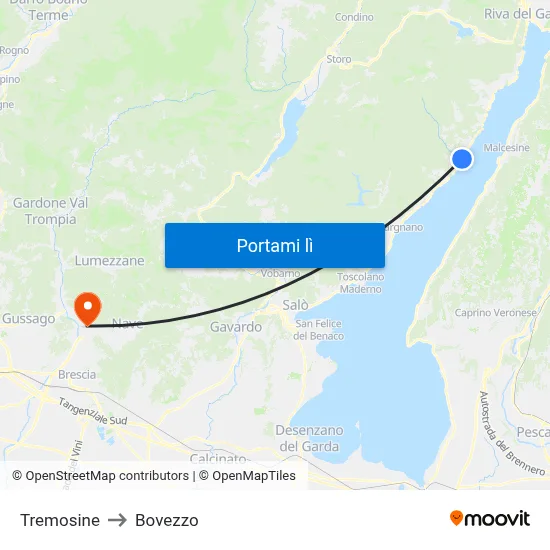 Tremosine to Bovezzo map