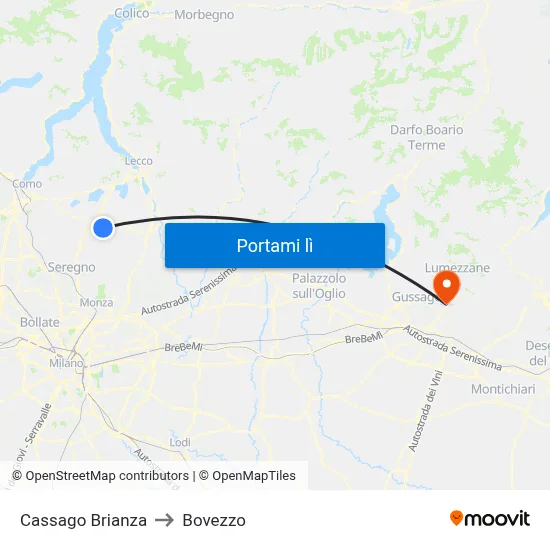Cassago Brianza to Bovezzo map
