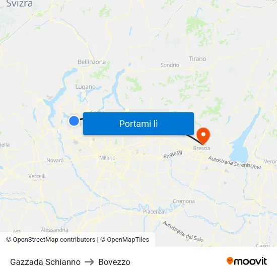Gazzada Schianno to Bovezzo map