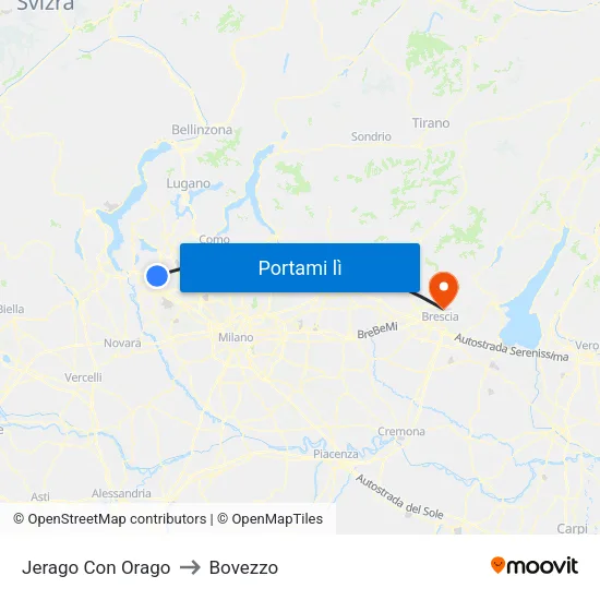 Jerago Con Orago to Bovezzo map
