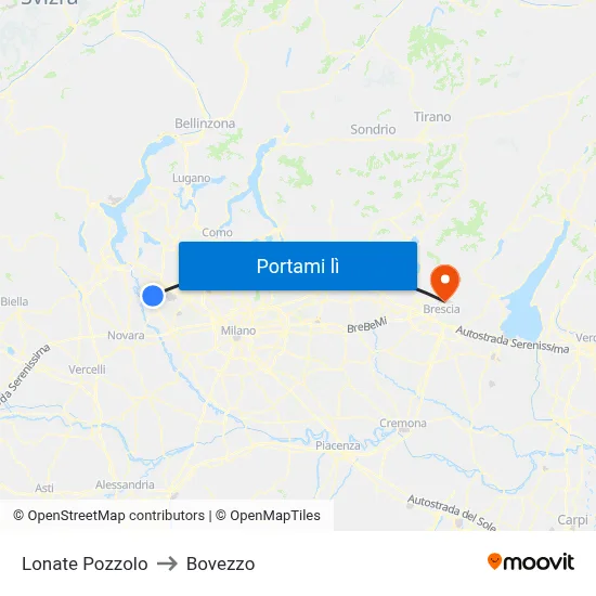 Lonate Pozzolo to Bovezzo map