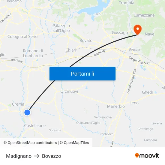 Madignano to Bovezzo map