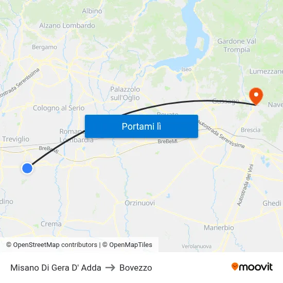Misano Di Gera D' Adda to Bovezzo map