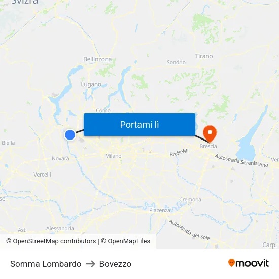 Somma Lombardo to Bovezzo map