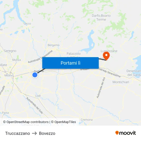 Truccazzano to Bovezzo map