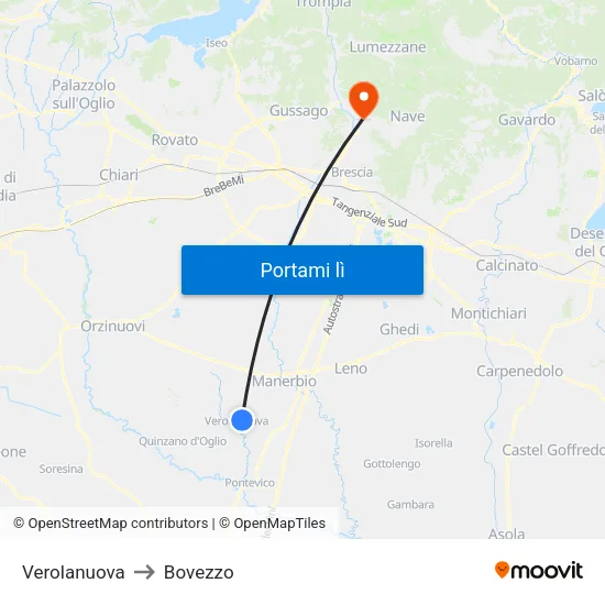 Verolanuova to Bovezzo map