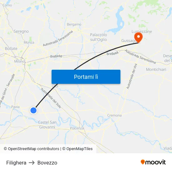 Filighera to Bovezzo map