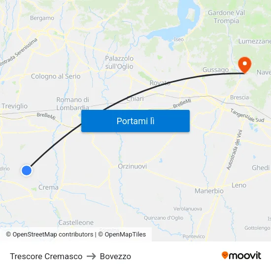 Trescore Cremasco to Bovezzo map