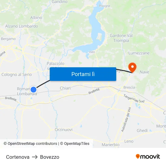 Cortenova to Bovezzo map