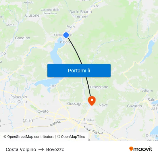 Costa Volpino to Bovezzo map