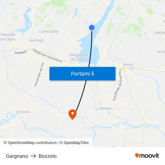 Gargnano to Bozzolo map