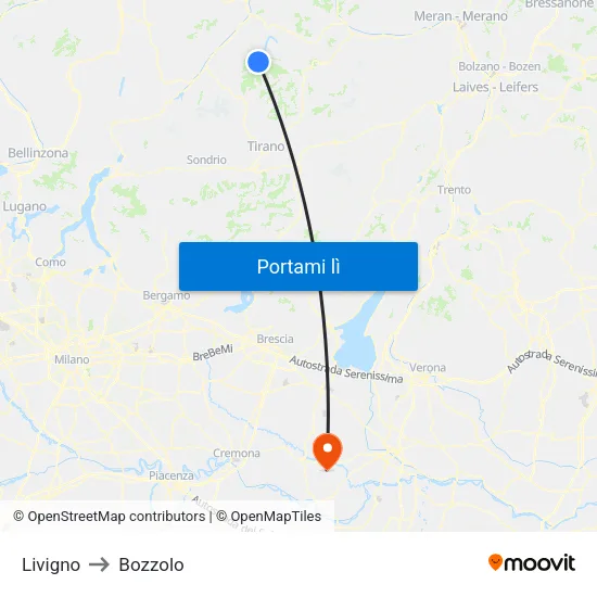 Livigno to Bozzolo map