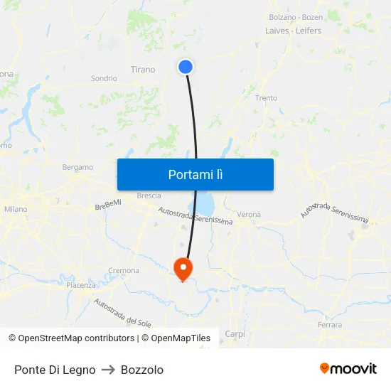 Ponte Di Legno to Bozzolo map