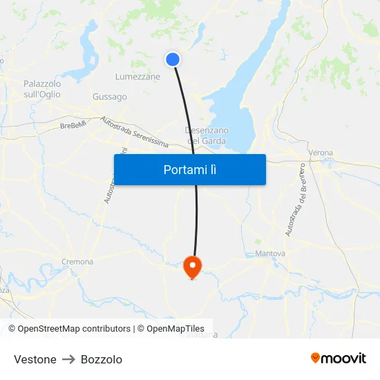 Vestone to Bozzolo map