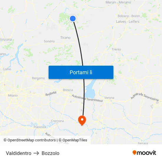 Valdidentro to Bozzolo map