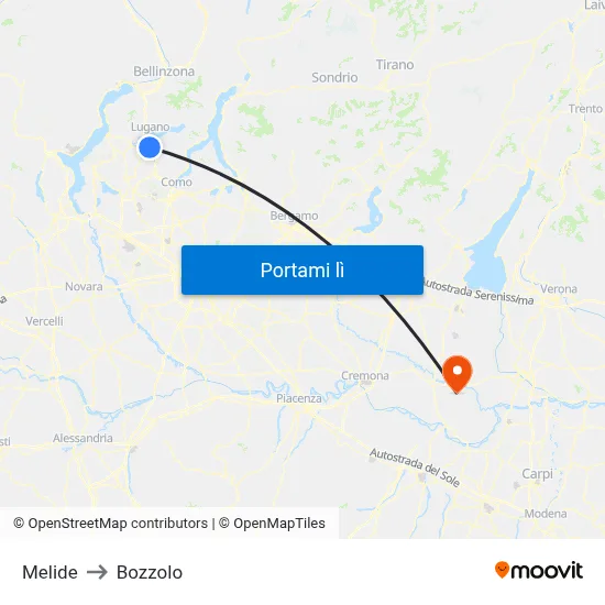 Melide to Bozzolo map