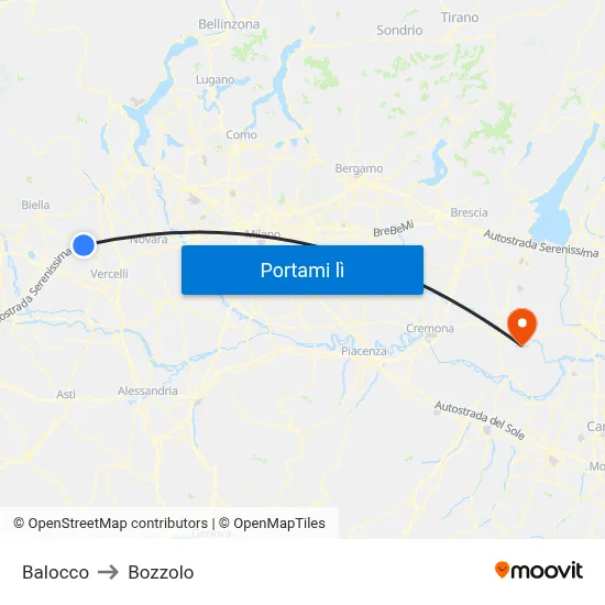 Balocco to Bozzolo map