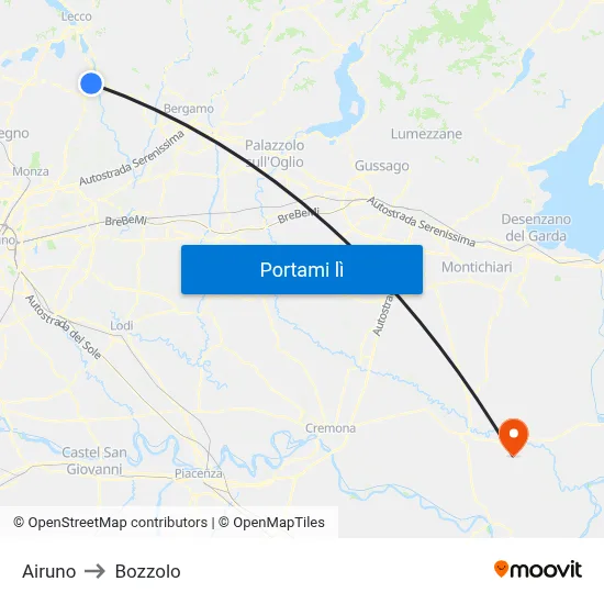 Airuno to Bozzolo map