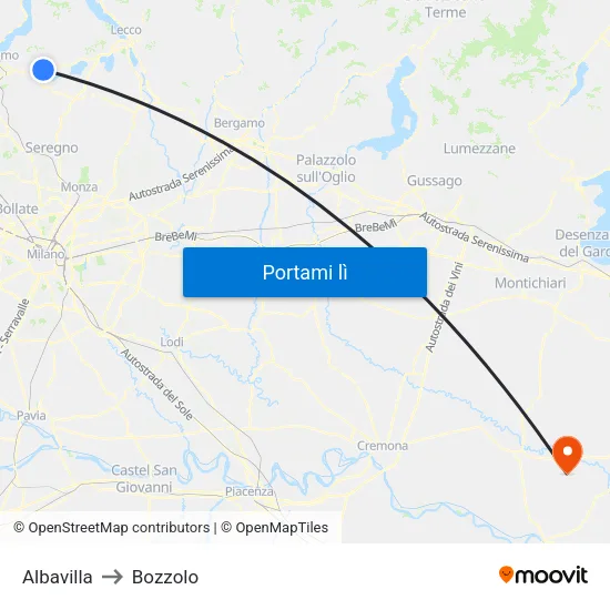 Albavilla to Bozzolo map