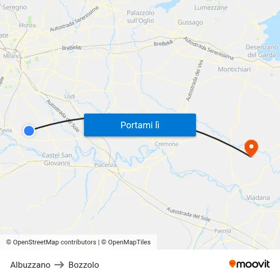 Albuzzano to Bozzolo map