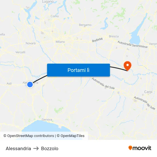 Alessandria to Bozzolo map