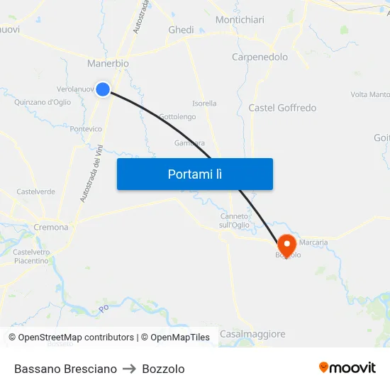 Bassano Bresciano to Bozzolo map