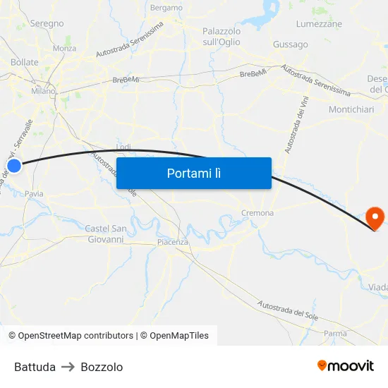 Battuda to Bozzolo map