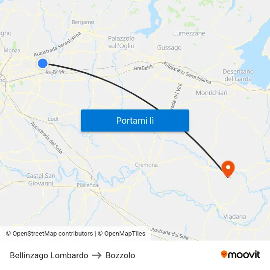 Bellinzago Lombardo to Bozzolo map