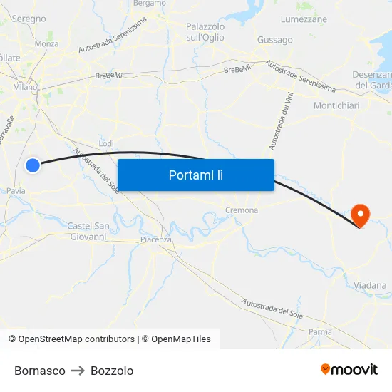 Bornasco to Bozzolo map