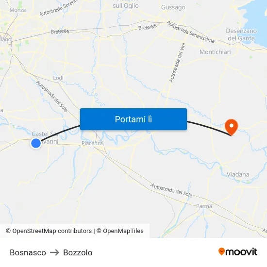 Bosnasco to Bozzolo map