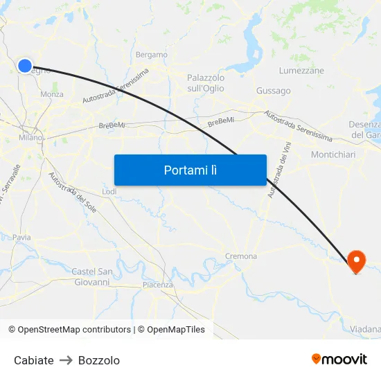 Cabiate to Bozzolo map
