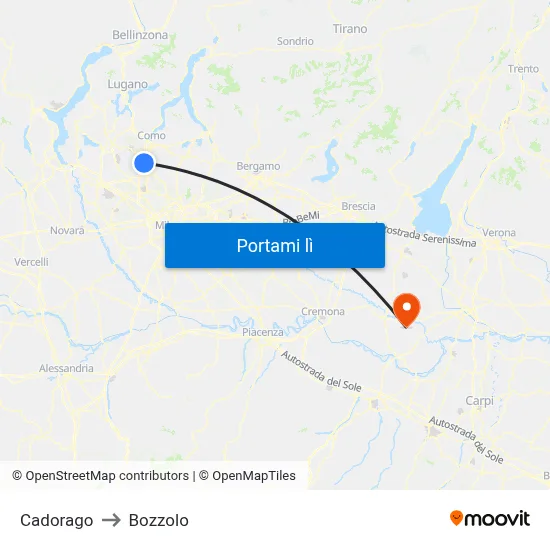 Cadorago to Bozzolo map